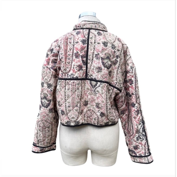 7 For All Mankind Patchwork Quilted Pink Cream Jacket Women’s SZ- M - Picture 2 of 5